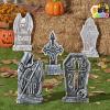 imageJOYIN 17 Halloween Decorations Outdoor Tombstones 5 Pack Halloween Foam Graveyard Headstone Decorations with 12 Bonus Metal Stakes for Yard Lawn Outside DecorGray