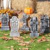 imageJOYIN 17 Halloween Foam RIP Graveyard Tombstones 5 Pack Halloween Tombstones Outdoor Decorations for Graves Decorations with 12 Metal Stakes for Cemetery Yard Lawn Party DecorGray