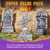 imageJOYIN 17 Halloween Foam RIP Graveyard Tombstones 5 Pack Halloween Tombstones Outdoor Decorations for Graves Decorations with 12 Metal Stakes for Cemetery Yard Lawn Party DecorGray