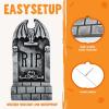 imageJOYIN 17 Halloween Foam RIP Graveyard Tombstones 5 Pack Halloween Tombstones Outdoor Decorations for Graves Decorations with 12 Metal Stakes for Cemetery Yard Lawn Party DecorGray