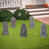 imageJOYIN 17 Halloween Tombstones for Graves Decorations Outdoor 5 Pack Foam RIP Graveyard Headstone Decorations and 12 Bonus Metal Stakes for Halloween Yard Lawn Decor