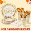 imageJOYIN 175Pcs Thanksgiving Paper Plates Set Disposable Dinnerware for Festive GatheringThanksgiving Party Fall Harvest Paper Gold Disposable Dinnerware Set for 25 Guests Party Supplies