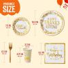 imageJOYIN 175Pcs Thanksgiving Paper Plates Set Disposable Dinnerware for Festive GatheringThanksgiving Party Fall Harvest Paper Gold Disposable Dinnerware Set for 25 Guests Party Supplies