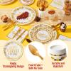 imageJOYIN 175Pcs Thanksgiving Paper Plates Set Disposable Dinnerware for Festive GatheringThanksgiving Party Fall Harvest Paper Gold Disposable Dinnerware Set for 25 Guests Party Supplies