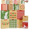 imageJOYIN 18 PCS Christmas Bags Assorted Sizes Kraft Treat Candy Bags Small 55 Medium 9 Large 13 for Xmas Party Favors Decoration Holiday Present Wrapping Thanksgiving Gift DecorBrown Green Red White