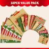 imageJOYIN 18 PCS Christmas Bags Assorted Sizes Kraft Treat Candy Bags Small 55 Medium 9 Large 13 for Xmas Party Favors Decoration Holiday Present Wrapping Thanksgiving Gift DecorBrown Green Red White