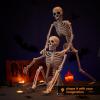 imageJOYIN 2 PCS 24 Halloween Skeleton Decor 2 FT Full Body Stayable Posable Skeletons for Halloween White Human Plastic Bones with Movable Joints for Spooky Indoor Outdoor Decoration Graveyard PropWhite