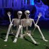 imageJOYIN 2 PCS 24 Halloween Skeleton Decor 2 FT Full Body Stayable Posable Skeletons for Halloween White Human Plastic Bones with Movable Joints for Spooky Indoor Outdoor Decoration Graveyard PropYellow