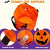 imageJOYIN 2 PCS Halloween Trick or Treat Bags 10 x 118 inches LED Light Orange Pumpkin Buckets Reusable Goody Candy Bucket for Kids Trick or Treating Halloween Birthday Party Favor Supplies