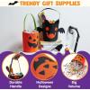 imageJOYIN 2 PCS Halloween Trick or Treat Bags 6 X 9 Orange Pumpkin Candy Bucket for Trick or Treating Black Reusable Bat Goody Tote Bucket Portable Felt Baskets for Kids Halloween Party Favor Supplies