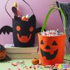 imageJOYIN 2 PCS Halloween Trick or Treat Bags 6 X 9 Orange Pumpkin Candy Bucket for Trick or Treating Black Reusable Bat Goody Tote Bucket Portable Felt Baskets for Kids Halloween Party Favor Supplies