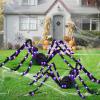 imageJOYIN 2 Pack 5 Ft Halloween Light Up Spiders Outdoor Decorations Scary Giant Spider with Purple LED Fake Large Haunted House Props for Halloween Lawn Porch Yard Garden Tree Outside Indoor Decor
