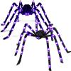 imageJOYIN 2 Pack 5 Ft Halloween Light Up Spiders Outdoor Decorations Scary Giant Spider with Purple LED Fake Large Haunted House Props for Halloween Lawn Porch Yard Garden Tree Outside Indoor Decor