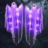 imageJOYIN 2 Pcs 47 Halloween Light up Hanging Ghost Decoration Outdoor with Warm LED Light Halloween Flying Hanging Ghosts for Haunted House Prop Front Yard Patio Party Decor Indoor OutdoorPurple Ghosts