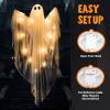 imageJOYIN 2 Pcs 47 Halloween Light up Hanging Ghost Decoration Outdoor with Warm LED Light Halloween Flying Hanging Ghosts for Haunted House Prop Front Yard Patio Party Decor Indoor OutdoorWarm White Ghosts