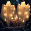 imageJOYIN 2 Pcs 47 Halloween Light up Hanging Ghost Decoration Outdoor with Warm LED Light Halloween Flying Hanging Ghosts for Haunted House Prop Front Yard Patio Party Decor Indoor OutdoorWarm White Ghosts