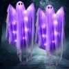 imageJOYIN 2 Pcs 47 Halloween Light up Hanging Ghost Decoration Outdoor with Warm LED Light Halloween Flying Hanging Ghosts for Haunted House Prop Front Yard Patio Party Decor Indoor OutdoorPurple Ghosts