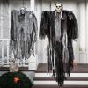 imageJOYIN 2 Pcs Halloween Hanging Swinging Ghosts Decorations Outdoor Halloween Scary Decor with Lighted Up Eyes Creepy Swinging Skeleton Flying Props for Yard Patio Lawn GardenHanging Grim Reaper