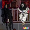 imageJOYIN 2 Pcs Halloween Hanging Swinging Ghosts Decorations Outdoor Halloween Scary Decor with Lighted Up Eyes Creepy Swinging Skeleton Flying Props for Yard Patio Lawn GardenSwinging Ghosts