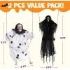 imageJOYIN 2 Pcs Halloween Hanging Swinging Ghosts Decorations Outdoor Halloween Scary Decor with Lighted Up Eyes Creepy Swinging Skeleton Flying Props for Yard Patio Lawn GardenSwinging Ghosts