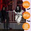 imageJOYIN 2 Pcs Halloween Hanging Swinging Ghosts Decorations Outdoor Halloween Scary Decor with Lighted Up Eyes Creepy Swinging Skeleton Flying Props for Yard Patio Lawn GardenSwinging Ghosts