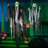 imageJOYIN 2 Pcs Halloween Hanging Swinging Ghosts Decorations Outdoor Halloween Scary Decor with Lighted Up Eyes Creepy Swinging Skeleton Flying Props for Yard Patio Lawn GardenHanging Grim Reaper
