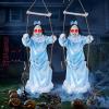 imageJOYIN 2 Pcs Hanging Ghosts Halloween Decorations Outdoor 3ft Blue Swinging Creepy Sister Ghost with LED Red Light Eyes Creepy Girl Twins Doll Decor for Indoor Flying Props for Yard Patio Lawn Garden