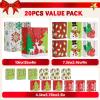 imageJOYIN 20 PCS Christmas Goody Gift Bags with Handles Assorted Sizes Holiday Paper Presents Wrapping Bag for Xmas GiftGiving Thanksgiving Gift Decor Classroom Treat Candy and Party Favors