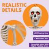 imageJOYIN 24 Inch Halloween Posable Skeleton with LED Red Glowing Eyes 2FT Realistic Hanging Skeleton Bone Full Body Movable Joints for Halloween Indoor Outdoor Decoration Prop Haunted House Party Decor