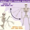 imageJOYIN 24 Inch Halloween Posable Skeleton with LED Red Glowing Eyes 2FT Realistic Hanging Skeleton Bone Full Body Movable Joints for Halloween Indoor Outdoor Decoration Prop Haunted House Party Decor