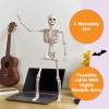 imageJOYIN 24 Inch Halloween Posable Skeleton with LED Red Glowing Eyes 2FT Realistic Hanging Skeleton Bone Full Body Movable Joints for Halloween Indoor Outdoor Decoration Prop Haunted House Party Decor