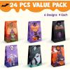 imageJOYIN 24 PCS Halloween Treat Bags with Stickers Candy and Goodie Bags for Halloween Party Favors Supplies Trick or Treat Bag for Kids Students Classroom Exchange Game Prize