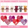 imageJOYIN 24 Packs Valentines Day Heart Cards with Plush Toy Party Favors Mini Stuffed Animal Plush Toys for Valentines Day Gifts Kids Classroom School Exchange Prize brown bear