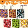 imageJOYIN 24 Pcs Halloween Paper Goodie Bags with Handles in 6 designs for Halloween Trick or Treat Colorful Candy Bags for Party Favor Party Supplies