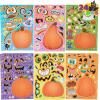 imageJOYIN 24 Pcs Halloween Pumpkin Decorating Stickers Party Favor for Kids Art Crafts Party Supplies Pumpkin Face Sticker with 8 Designs Halloween Treats Classroom Activities Games