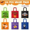 imageJOYIN 24PCS Halloween NonWoven Treat Bags 9quot Goodie Totes Bags with Handles Halloween Candy Bag for Kids Trick or Treating 6 Cute Designs Gifts Goody Bag Bulk for Classroom Party Favor Supplies
