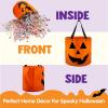 imageJOYIN 3 PCS Halloween Candy Pumpkin Buckets 102 x 118 LED Light Trick or Treat Buckets Orange Reusable Goody Treat Baskets for Kids Polyester Bags Halloween Birthday Party Favor Supplies
