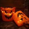 imageJOYIN 3 PCS Halloween Candy Pumpkin Buckets 102 x 118 LED Light Trick or Treat Buckets Orange Reusable Goody Treat Baskets for Kids Polyester Bags Halloween Birthday Party Favor Supplies