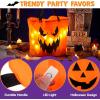 imageJOYIN 3 PCS Halloween Candy Pumpkin Buckets 102 x 118 LED Light Trick or Treat Buckets Orange Reusable Goody Treat Baskets for Kids Polyester Bags Halloween Birthday Party Favor Supplies