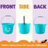 imageJOYIN 3 PCS Halloween Trick or Treat Pumpkin Buckets Allergy Friendly Jack O Lantern Teal Bucket Baskets Plastic Pails with Handle for Kids Party Favors Supplies Props7quot x 7quot x 5quot