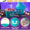 imageJOYIN 3 PCS Halloween Trick or Treat Pumpkin Buckets Allergy Friendly Jack O Lantern Teal Bucket Baskets Plastic Pails with Handle for Kids Party Favors Supplies Props7quot x 7quot x 5quot