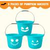 imageJOYIN 3 PCS Halloween Trick or Treat Pumpkin Buckets Allergy Friendly Jack O Lantern Teal Bucket Baskets Plastic Pails with Handle for Kids Party Favors Supplies Props7quot x 7quot x 5quot