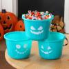 imageJOYIN 3 PCS Halloween Trick or Treat Pumpkin Buckets Allergy Friendly Jack O Lantern Teal Bucket Baskets Plastic Pails with Handle for Kids Party Favors Supplies Props7quot x 7quot x 5quot