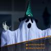 imageJOYIN 3 Pack 248quot Halloween Hanging Ghost Decorations Halloween White Flying Ghost with Hats for Haunted House Graveyard Scene Spooky Indoor and Outdoor Decor