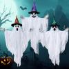 imageJOYIN 3 Pack 248quot Halloween Hanging Ghost Decorations Halloween White Flying Ghost with Hats for Haunted House Graveyard Scene Spooky Indoor and Outdoor Decor