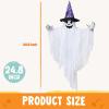 imageJOYIN 3 Pack 248quot Halloween Hanging Ghost Decorations Halloween White Flying Ghost with Hats for Haunted House Graveyard Scene Spooky Indoor and Outdoor Decor