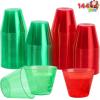 imageJOYIN 36 Clear Disposable Cups 9 OZ Christmas Red and Green Plastic Drinking Cups for Xmas Party Supplies Wedding Thanksgiving Birthday Holiday New Year144