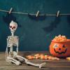imageJOYIN 36 Halloween Skeleton Decorations with Red LED Light Eyes Plastic Bones with Movable