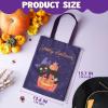imageJOYIN 3PCS 1375 Large Halloween Tote Treat Bags for Trick or Treating Halloween Goodie Candy Bags Reusable White Canvas Gift Bag for Kids Party Favor Supplies Snack Grocery Tote with HandlesBlack