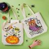 imageJOYIN 3PCS 1375 Large Halloween Tote Treat Bags for Trick or Treating Halloween Goodie Candy Bags Reusable White Canvas Gift Bag for Kids Party Favor Supplies Snack Grocery Tote with HandlesWhite